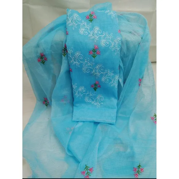 Chikankari_Resplendent_Kota_Doria_Blue_Suit_(Top+Dupatta)