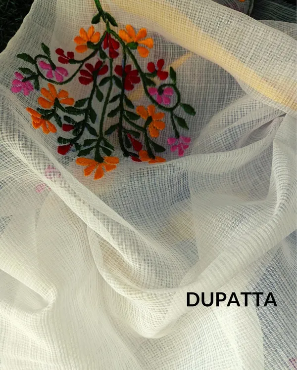 Chikankari_Incandescent_Kota_Doria_Red_Suit_(Top+Dupatta)