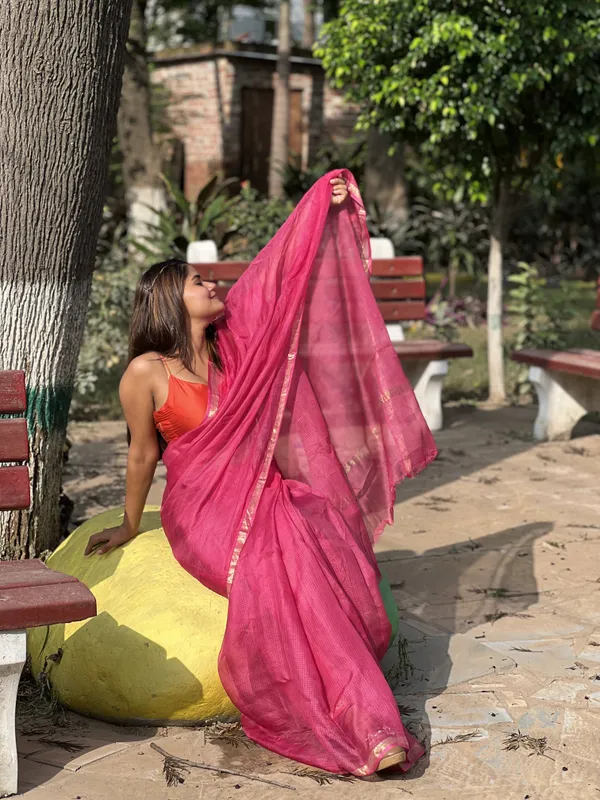 Artistic_Pure_Silk_Kota_Doria_Handdyed_Pink_Saree