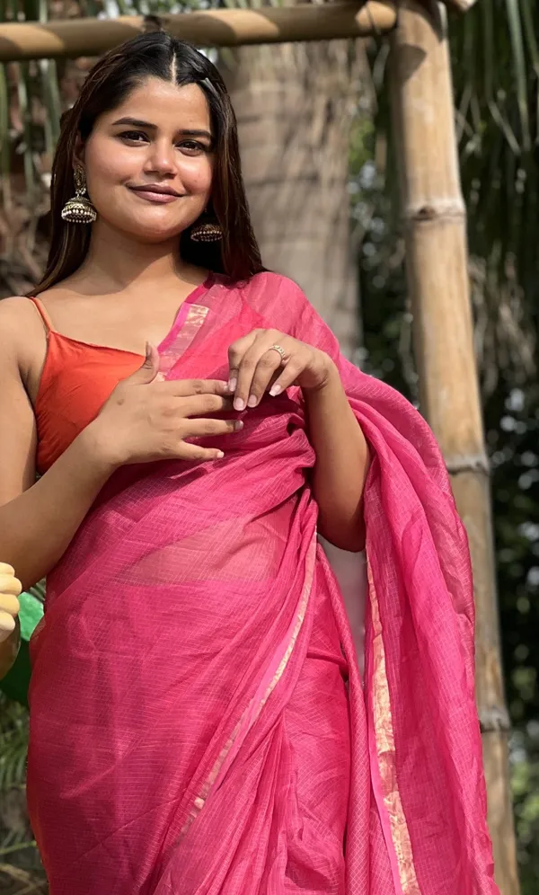 Artistic_Pure_Silk_Kota_Doria_Handdyed_Pink_Saree