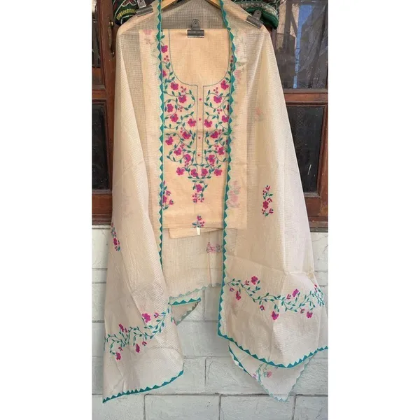 Embroidered_Blushing_Kota_Doria_Peach_Suit_(Top+Dupatta)