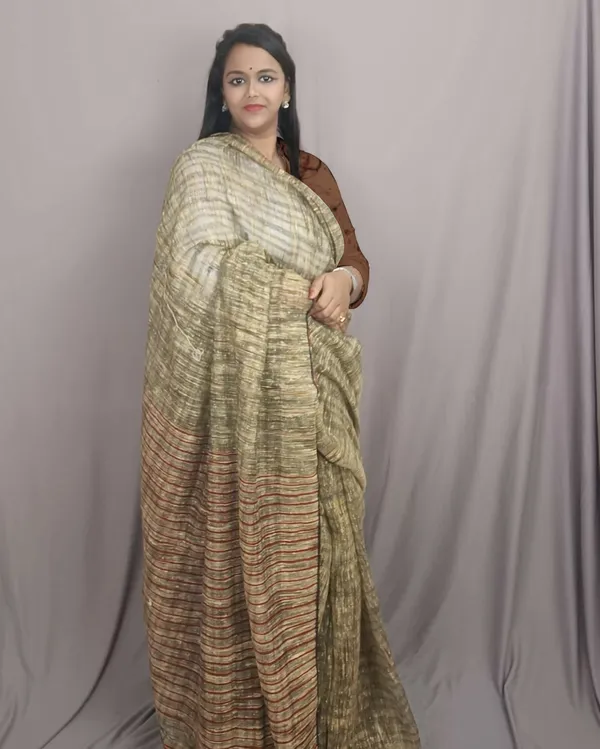 Silkmark_Enigmatic_Ghicha_Tussar_Silk_Beige_Saree