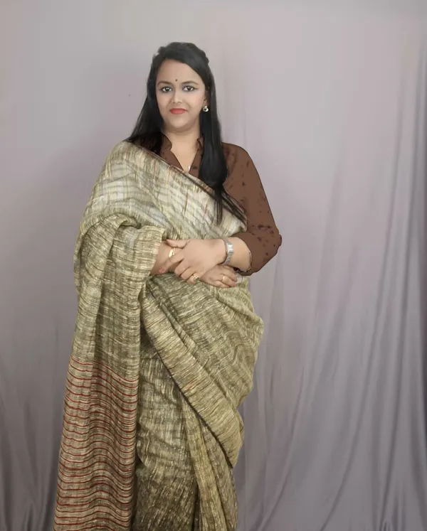 Silkmark_Enigmatic_Ghicha_Tussar_Silk_Beige_Saree