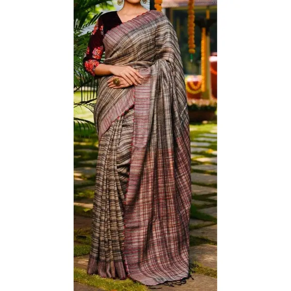 Silkmark_Graceful_Ghicha_Tussar_Silk_Brown_Saree