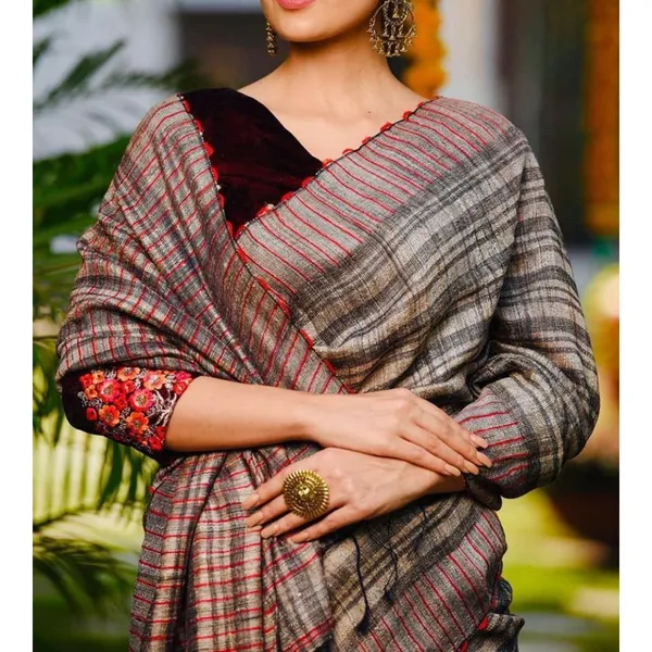 Silkmark_Graceful_Ghicha_Tussar_Silk_Brown_Saree