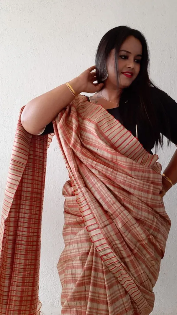 Silkmark_Whimsical_Ghicha_Tussar_Silk_Red_Saree
