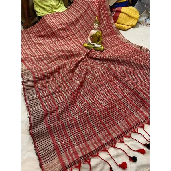 Silkmark_Whimsical_Ghicha_Tussar_Silk_Red_Saree
