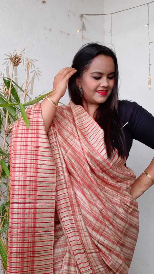 Silkmark_Whimsical_Ghicha_Tussar_Silk_Red_Saree