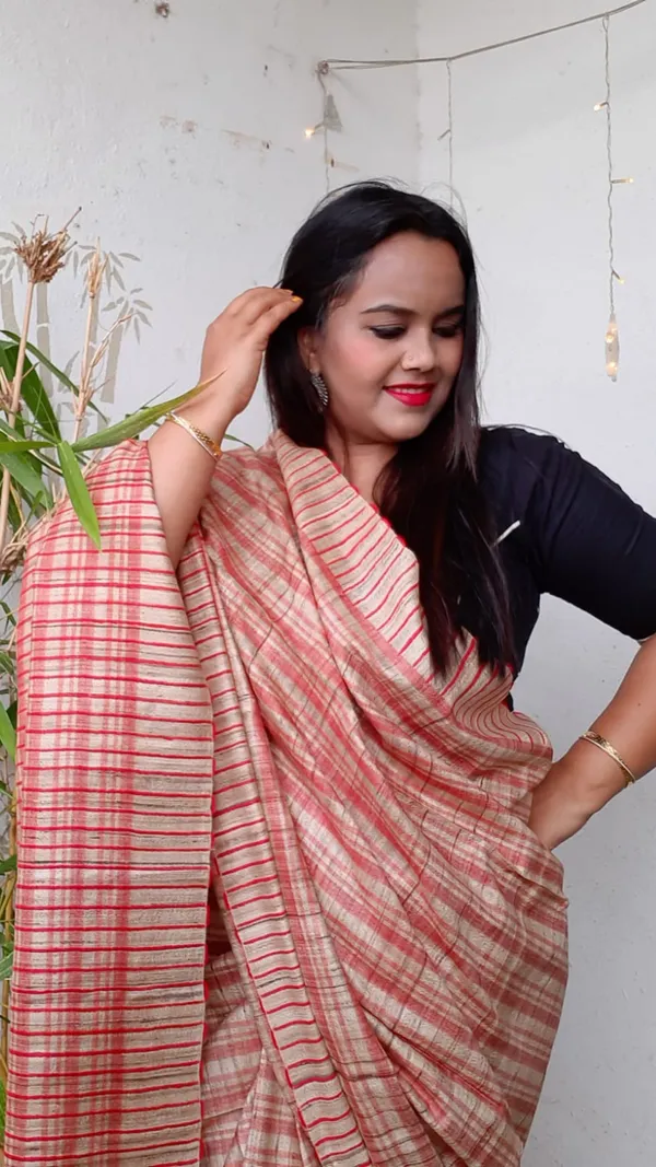 Silkmark_Beautiful_Ghicha_Tussar_Silk_Peach_Saree