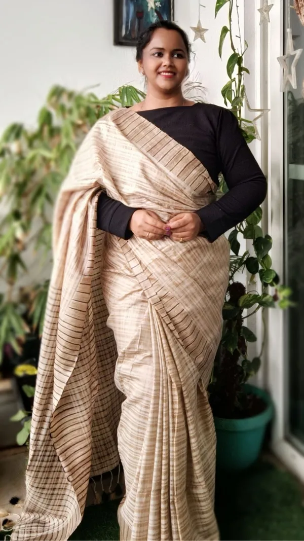 Silkmark_Enchanting_Ghicha_Tussar_Silk_Beige_Saree