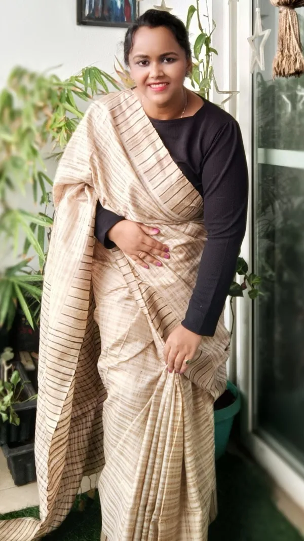 Silkmark_Enchanting_Ghicha_Tussar_Silk_Beige_Saree
