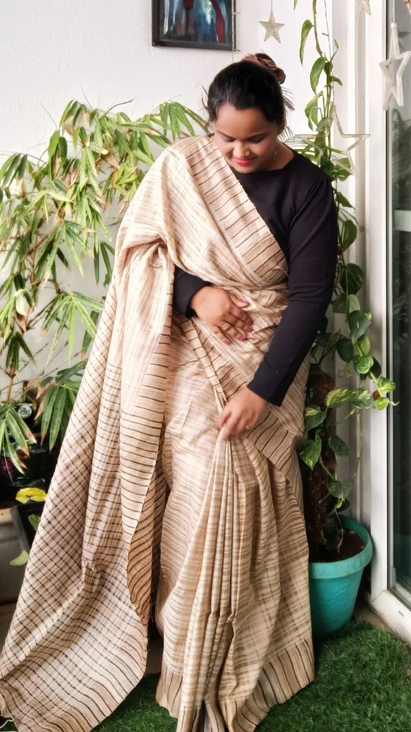 Silkmark_Enchanting_Ghicha_Tussar_Silk_Beige_Saree