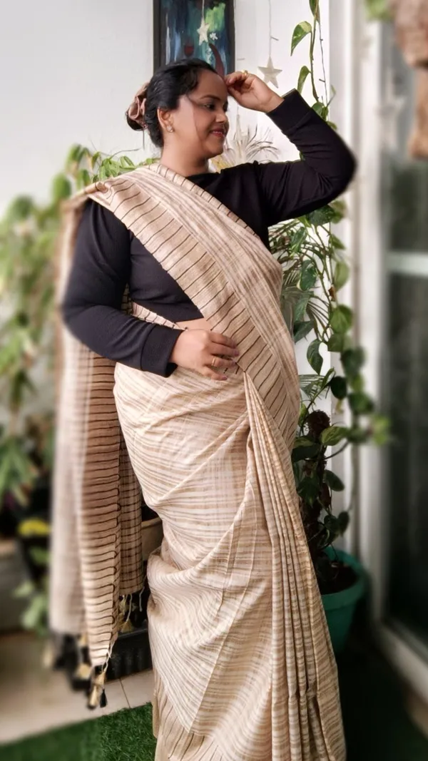Silkmark_Enchanting_Ghicha_Tussar_Silk_Beige_Saree