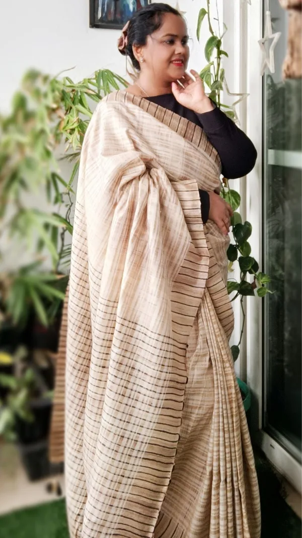 Silkmark_Enchanting_Ghicha_Tussar_Silk_Beige_Saree