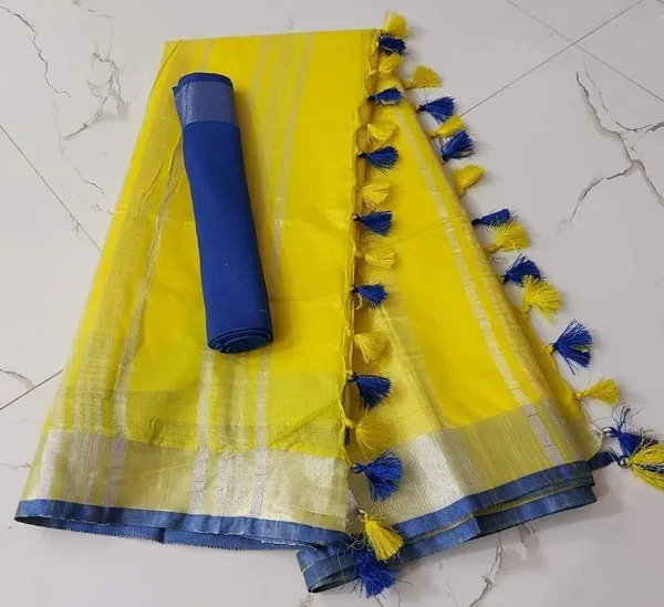 Subtle_Slub_Linen_Hand_Dyed_Yellow_Saree