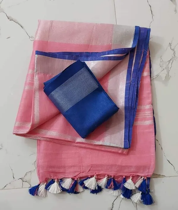 Delicate_Slub_Linen_Hand_Dyed_Charm_Pink_Saree