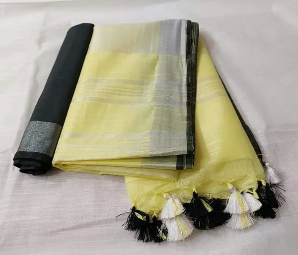 Ethereal_Pure_Linen_Hand_Dyed_Yellow_Saree