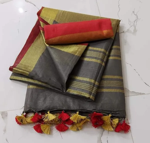 Misty_Slub_Linen_Hand_Dyed_Dune_Gray_Saree