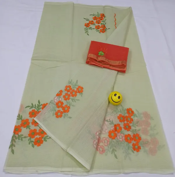 Fresh_Kota_Doria_Pale_Green_Pure_Cotton_Floral_Embroidery_Saree