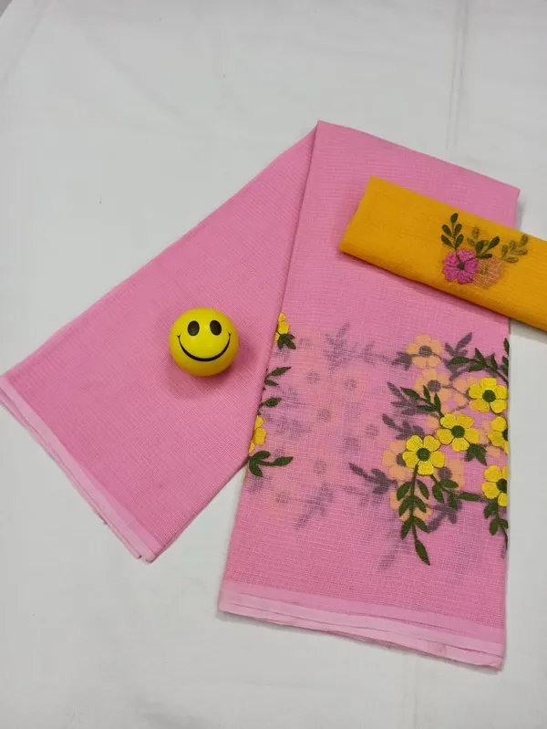 Artistic_Kota_Doria_Pink_Pure_Cotton_Floral_Embroidery_Saree