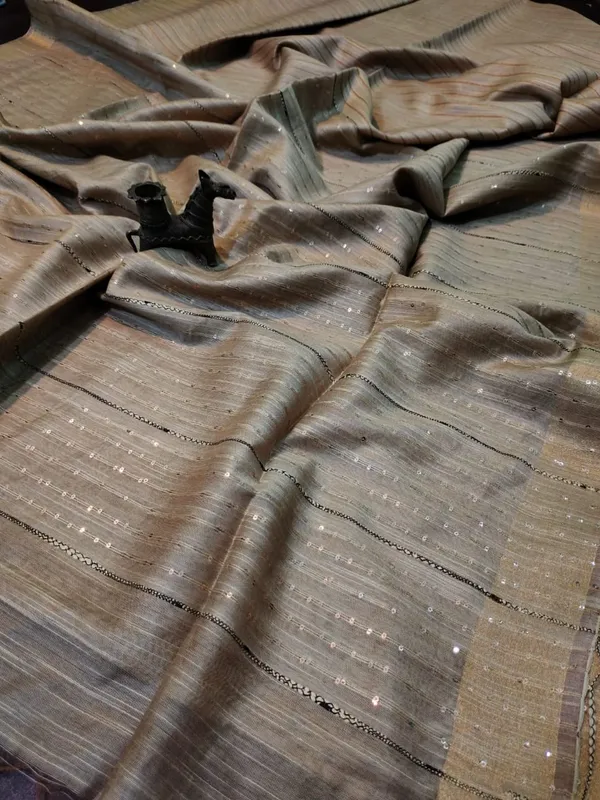 Striped_Kota_Slub_Sequence_Pallu_Saree_Hand_Dyed_Dove_Gray