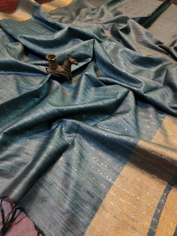 Striped_Kota_Slub_Sequence_Pallu_Saree_Hand_Dyed_Blue