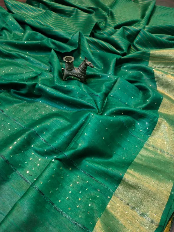 Striped_Kota_Slub_Sequence_Pallu_Saree_Hand_Dyed_Bright_Green