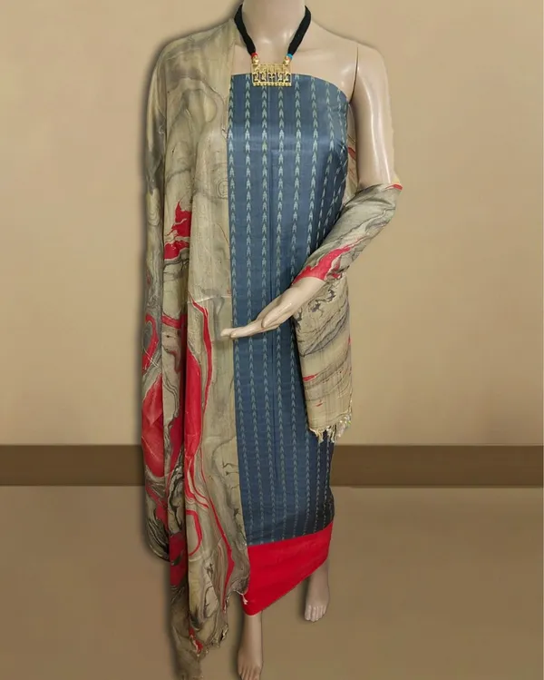 Abstract_Katan_Silk_Tie_Dyed_Blue_&_Beige_Suit