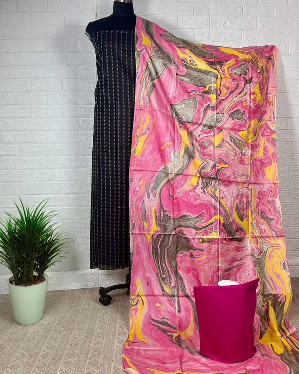 Abstract_Katan_Silk_Marble_Print_Black_&_Pink_Suit