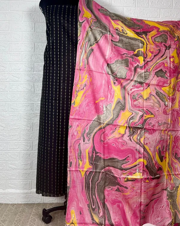 Abstract_Katan_Silk_Marble_Print_Black_&_Pink_Suit