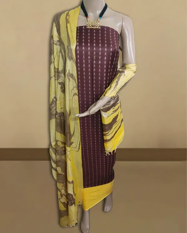 Abstract_Katan_Silk_Tie_Dyed_Brown_&_Yellow_Suit