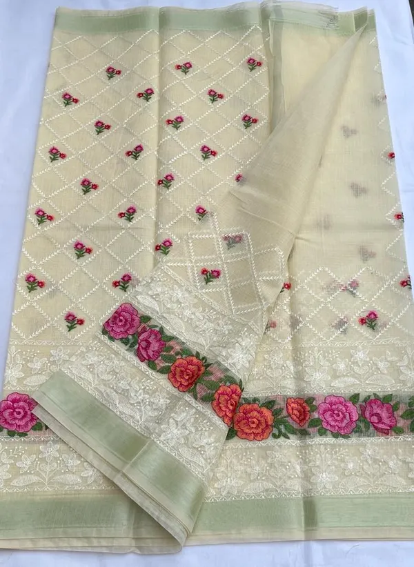 Ethnic_Kota_Doria_Cotton_Floral_Embroidery_Saree_Beige