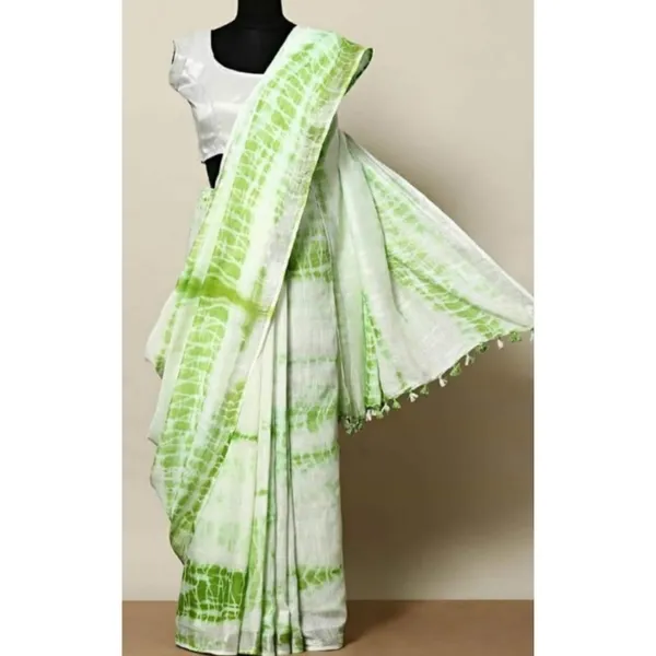 Intriguing_Linen_Shibori_Green_Hand_Dyed_Saree
