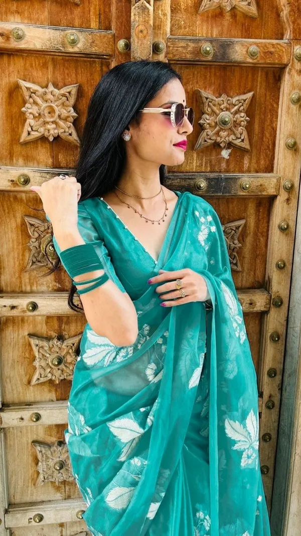 Quaint_Embroidered_Organza_Pure_Silk_Sea_Green_Saree