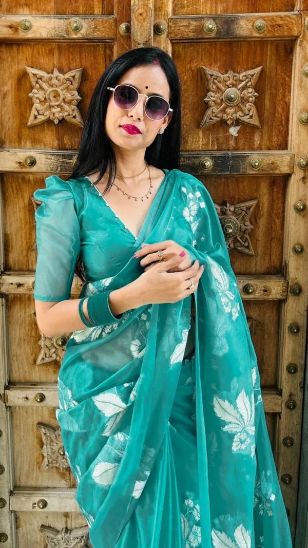 Quaint_Embroidered_Organza_Pure_Silk_Sea_Green_Saree