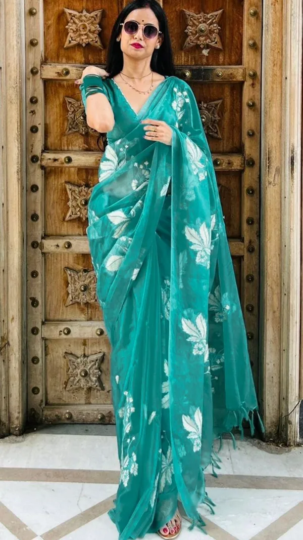 Quaint_Embroidered_Organza_Pure_Silk_Sea_Green_Saree