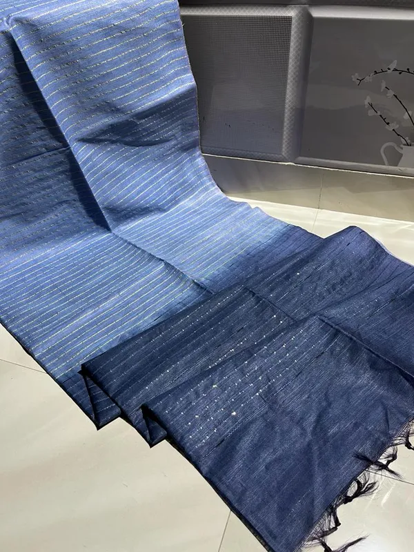 Handdyed_Kota_Silk_Blue_Saree_Contrast_Sequence_Pallu