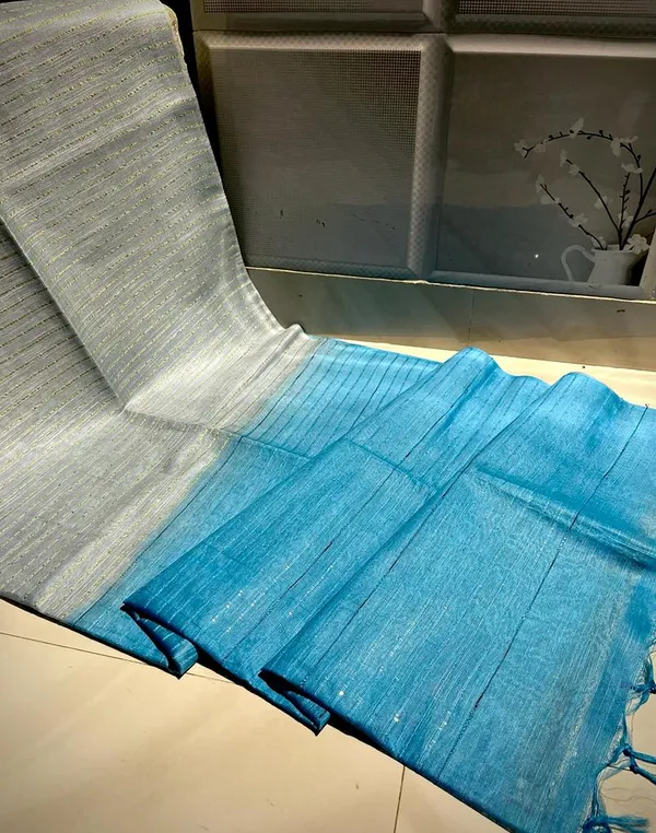 Handdyed_Kota_Silk_Spring_Gray_Saree_Contrast_Sequence_Pallu