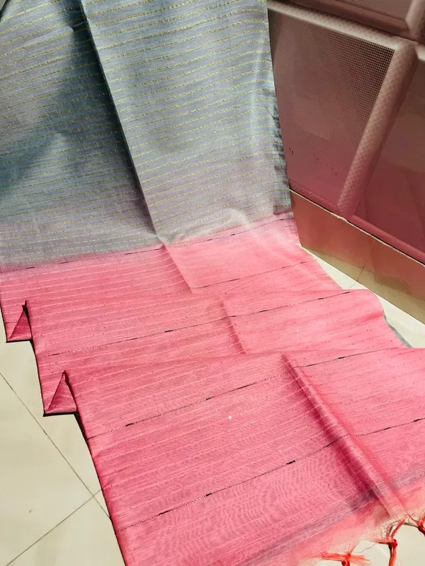 Handdyed_Kota_Silk_Gray_Saree_Contrast_Sequence_Pallu