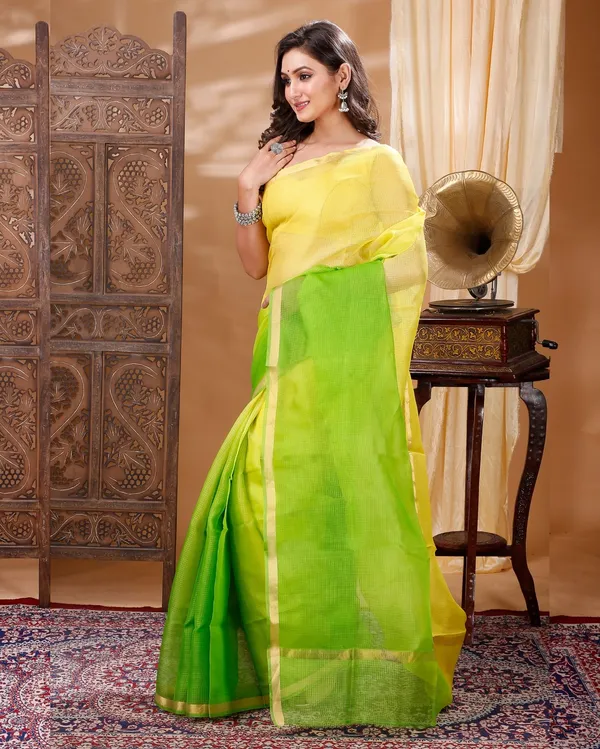 Citron_Green_&_Yellow_Pure_Silk_Kota_Doria_Handdyed_Saree