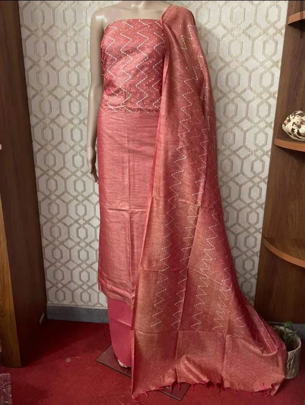 Zig-Zag_Embroidered_Khadi_Cotton_Suit_Piece_Rust_Red