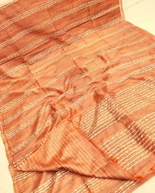 Bansbara_Tussar_Silk_Kantha_Handloom_Saree_Tacao_Orange