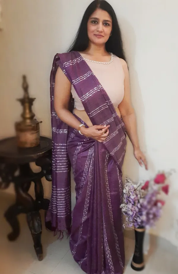 Bansbara_Tussar_Silk_Kantha_Handloom_Saree_Lily_Purple