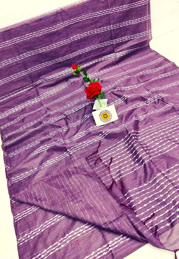 Bansbara_Tussar_Silk_Kantha_Handloom_Saree_Lily_Purple