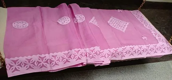 Vivid_Organdy_Cotton_Saree_Applique_Work_Violet