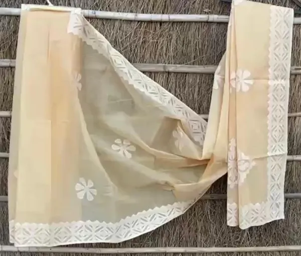 Sunny_Organdy_Cotton_Saree_Applique_Work_Yellow