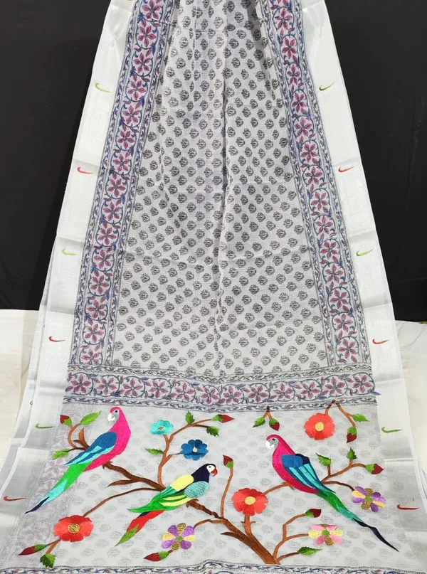 Kota_Doria_Paithani_Embroidery_Designer_Saree_Platinum_White