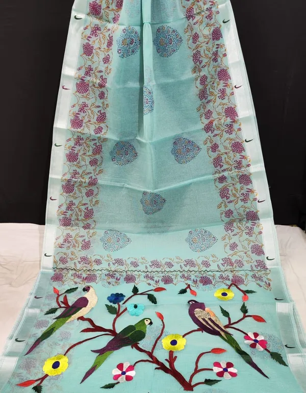 Kota_Doria_Paithani_Embroidery_Designer_Saree_Pewter_Blue