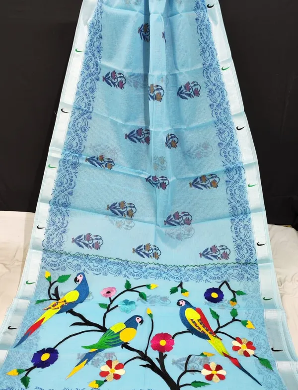Kota_Doria_Paithani_Embroidery_Designer_Saree_Blue
