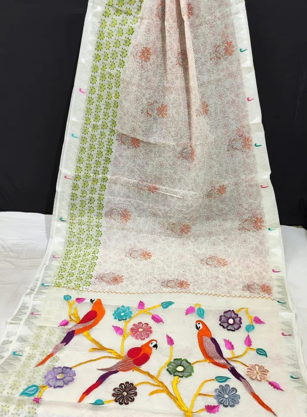 Kota_Doria_Paithani_Embroidery_Designer_Saree_Creamish_Red